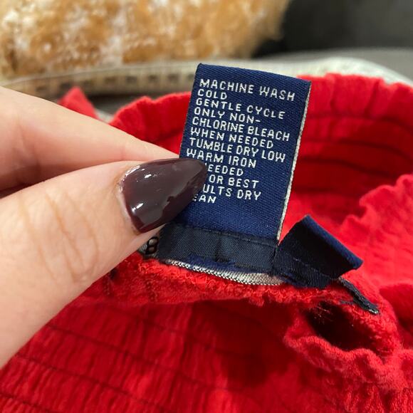 Boston Proper Red Maxi Skirt Size XS Smocked Waist Boho Resort Vacation Chic - Picture 4 of 6